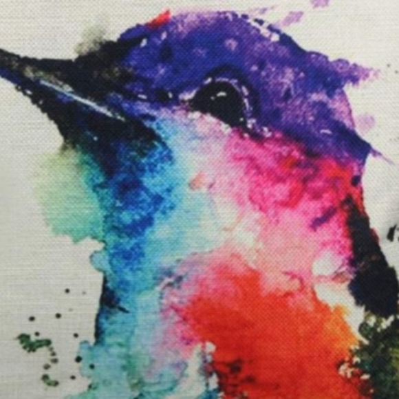 Hummingbird Watercolor Bird Throw Pillow Cover 18" Accent Hummingbirds Print New - Picture 2 of 6